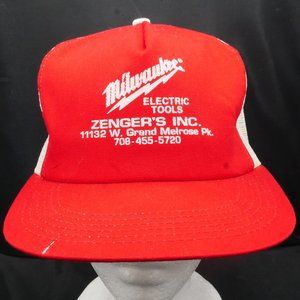 Vintage Milwaukee Electric Tools Hat Red/White Adjustable Snapback Trucker Mesh